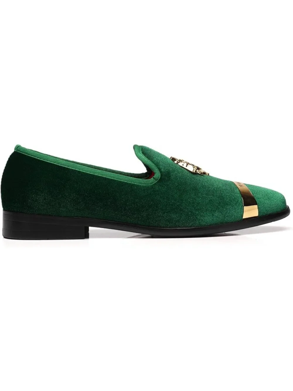 Men's Olive Green Velvet Dress Shoes Wedding Party Prom Formal Slip-on Loafers